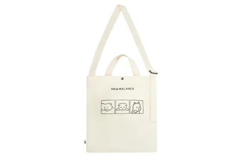 New Balance × Noritake Collaboration Letter Print Canvas Portable Crossbody Canvas Bag, Shoulder Bag Unisex Ivory White