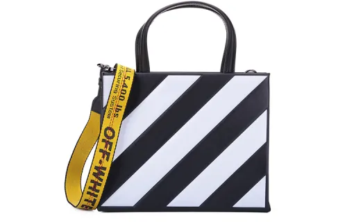 OFF WHITE Leather Handbag, Shoulder Bag, Crossbody Bag Unisex Black White