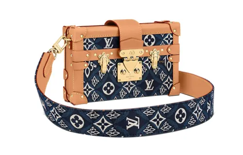 LOUIS VUITTON PETITE MALLE Fabric Shoulder Bag Women's Blue