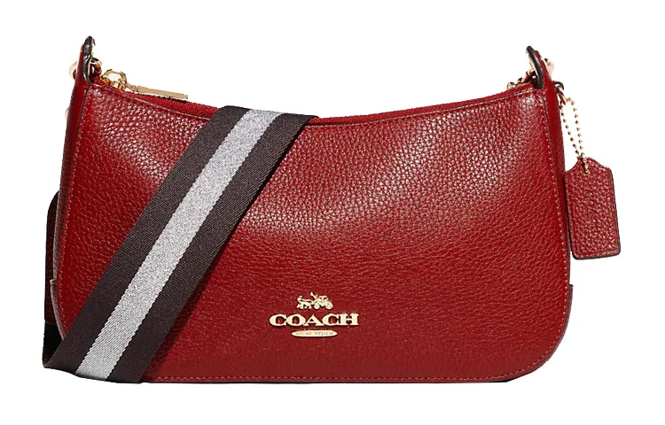 COACH Jes Pebbled Leather Crossbody Bags Medium Women's Red