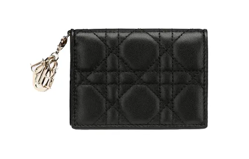 DIOR Lady Dior Sheepskin Card Holder Card Holder Women's Black