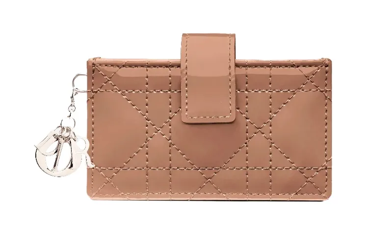 DIOR Lady Dior Patent Leather Calfskin Five Supports Card Insertion Card Holder Women's Rose Pink, Candy