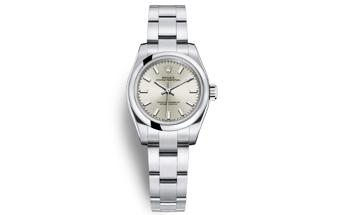 ROLEX Oyster Perpetual Automatic Mechanical Movement 100m Waterproof Women's Watch 26mm Silver Dial