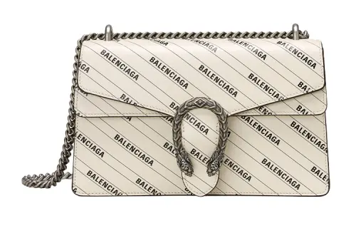 GUCCI Balenciaga Collaboration Dionysus Leather Shoulder Bag Small Women's White