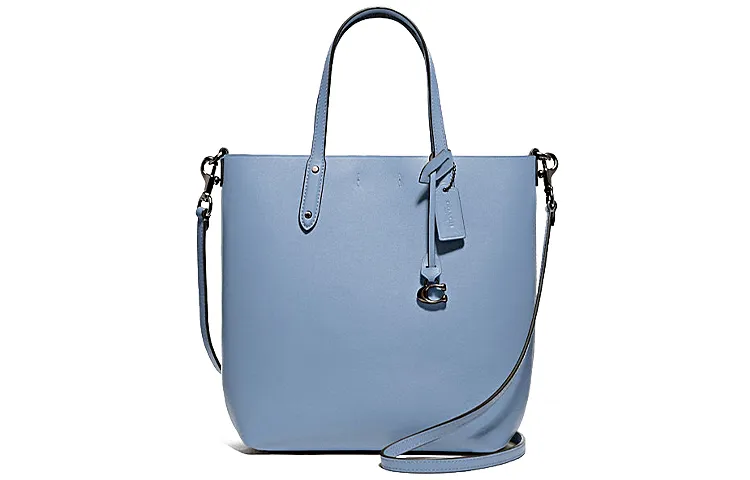 COACH Central Cow Leather Shoulder Bags Medium Women's Haze Blue/Mordan Color