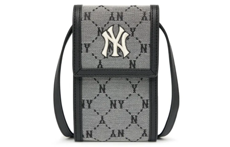 MLB Monogram Polyester Cell Phone Pouch, Shoulder Bag, Crossbody Bag Regular Unisex Gray
