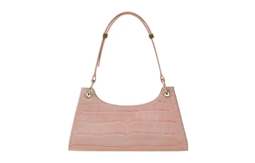 APEDE MOD Crocodile Pattern Cow Leather Frog Bag Baguette Shoulder Bag Women's Cherry Blossom Pink
