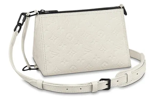 LOUIS VUITTON Taurillon Leather Messenger Bag, Triangle Bag, Crossbody Bag, Shoulder Bag Men's White