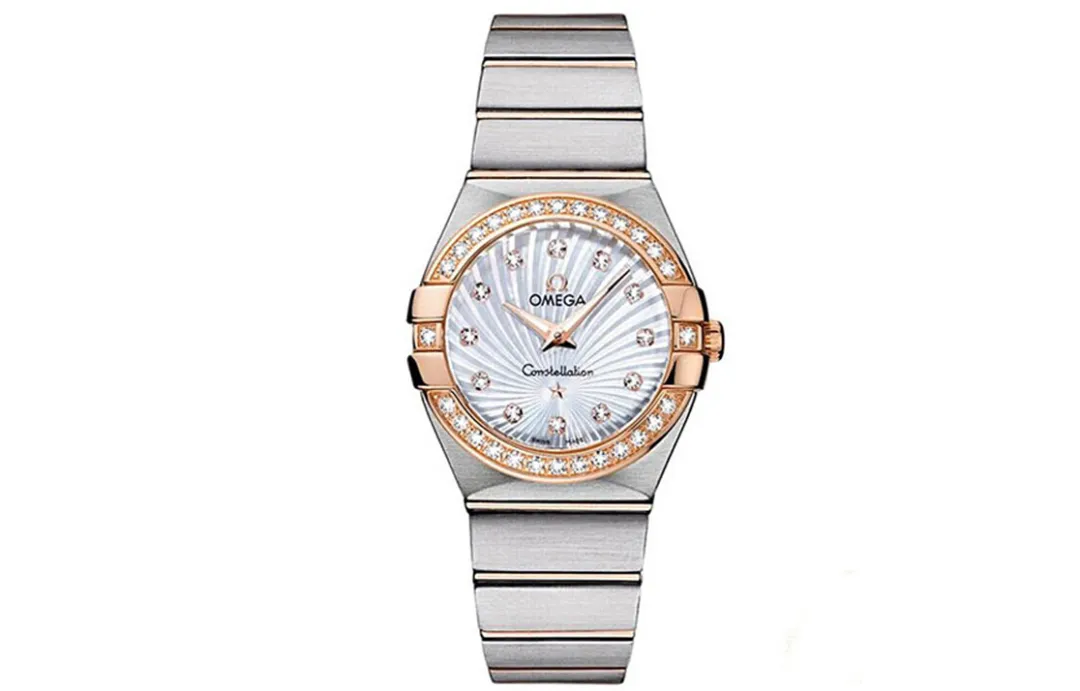 OMEGA Constellation Collection Zodiac Watch Quartz Movement Rhinestone Embellished Women's Watch 27mm