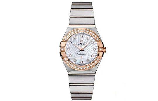 OMEGA Constellation Collection Zodiac Watch Quartz Movement Rhinestone Embellished Women's Watch 27mm