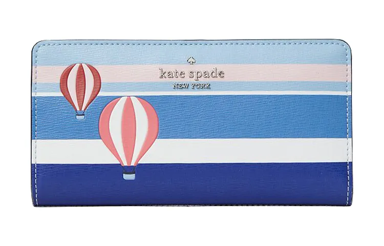 Kate Spade Leather Card Holder Long Wallet Women's Gradient Blue