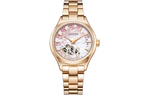 CITIZEN Mechanical Movement Stainless Steel Strap Watch Unisex Pink Watch Dial