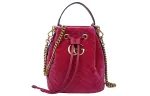 GUCCI GG Marmont Quilted Velvet Bucket Bag, Portable Crossbody Bag, Shoulder Bag Women's Rose Red