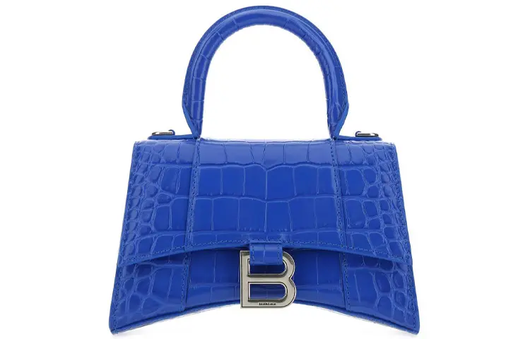 Balenciaga Hourglass Xs Embossed Tote Bag Royal Blue