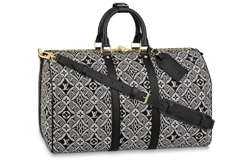 LOUIS VUITTON Keepall Fabric Shoulder Bag, Crossbody Bag, Handbag Women's Black/White