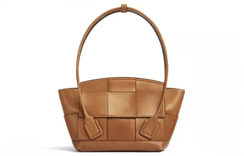 Bottega Veneta Arco Cow Leather Tote Shopping Bag Shoulder Bag, Handbag Small Women's Wood Color