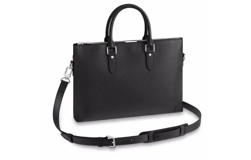 LOUIS VUITTON Canvas With Leather Briefcase, Handbag, Shoulder Bag, Crossbody Bag Men's Black