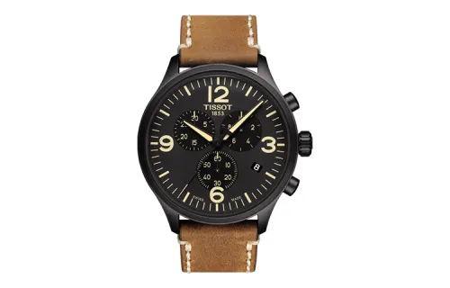 TISSOT Soko Collection Quartz Movement Men's Watches Watch 45mm Black Dial Stainless Steel Case Leather Strap
