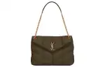 SAINT LAURENT PUFFER Sheepskin Cloud Bag, Pillow Bag, Crossbody Bag, Shoulder Bag Medium Women's Army Green