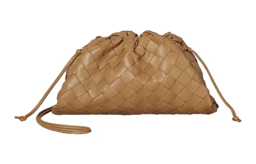Bottega Veneta Sheepskin One Shoulder Crossbody Clutch Mini Women's Brown