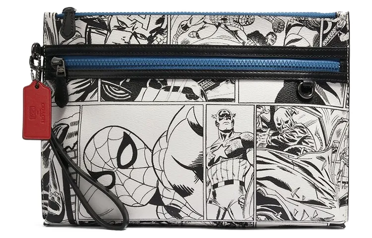 COACH Marvel Collaboration Pouch Coated Canvas With Calfskin Clutches Large Women's White