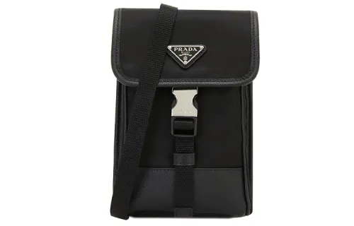 PRADA Buckle Nylon Crossbody Bag With Cell Phone Pouch Men's Black