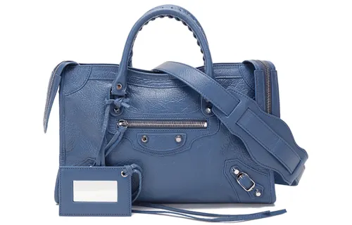 Balenciaga Zip Closure Leather Crossbody Bag, Shoulder Bag, Handbag Women's Denim Blue