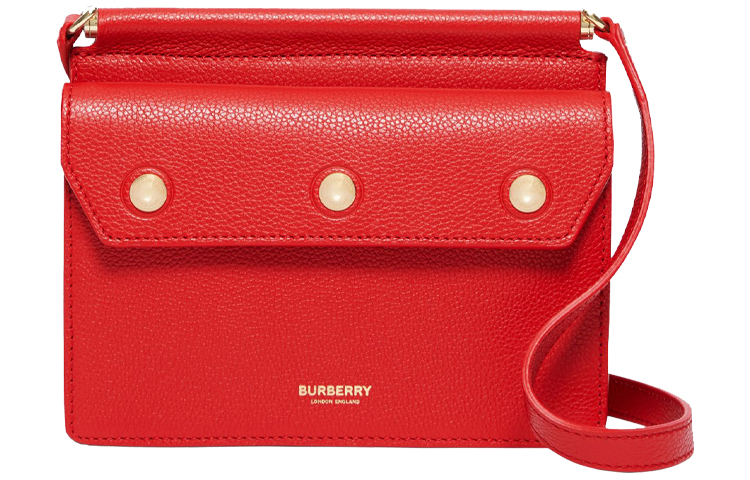 Burberry Title Cow Leather Messenger Bag, Shoulder Bag, Crossbody Bag Mini Women's Red