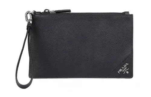 PRADA Leather Card Holder Coin Purse, Clutch Men's Black