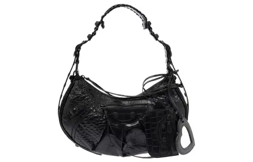Balenciaga Le Cagole Calfskin Biker Bag Dumpling Bag Handbag Medium Women's Black