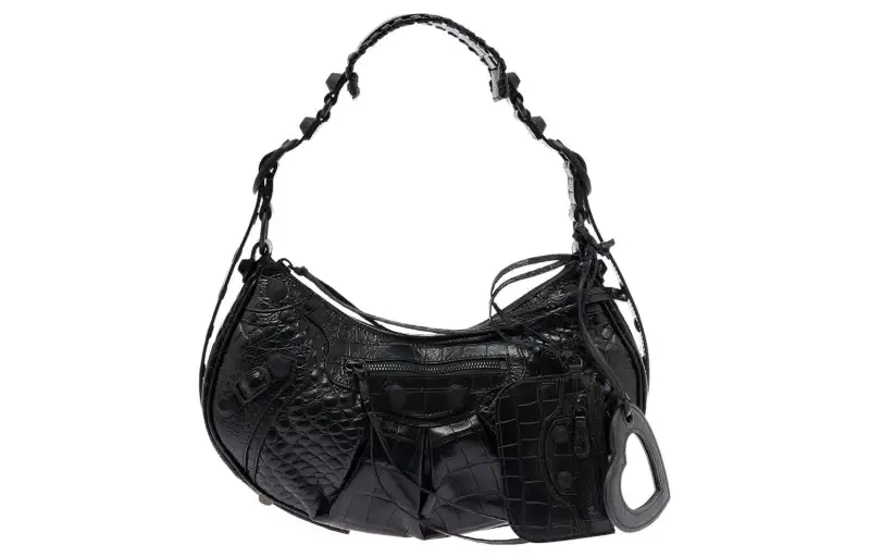 Balenciaga Le Cagole Calfskin Biker Bag Dumpling Bag Handbag Medium Women's Black
