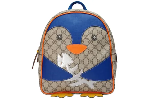 GUCCI Canvas With Leather Backpack Kids' Ebony & Multicolor