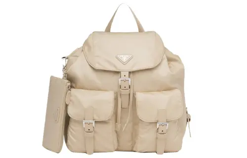 PRADA Re Nylon Cross Grain Leather, Nylon Backpack Women's Desert Beige