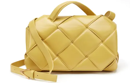 Bottega Veneta Lambskin Crossbody Handbag Women's Yellow