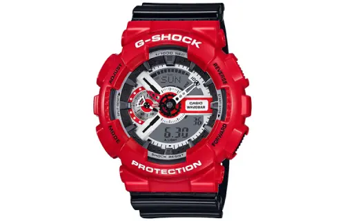 CASIO Men Liquid Crystal/Analog Dual Display Series Black Watch GA-110RD-4A