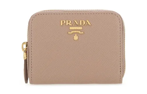 PRADA Saffiano Zip Closure Leather Coin Purse Women's Pink