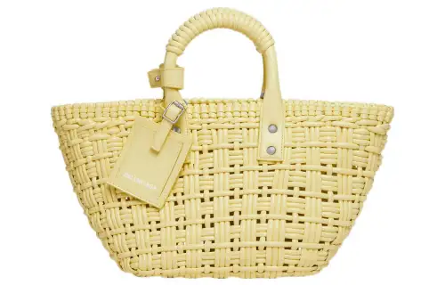 Balenciaga Bistro Polyurethane Baskets Bag, Crossbody One Shoulder Handbag Small Women's Light Yellow