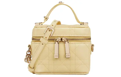 DIOR Lady Dior Cow Leather Handbag, Shoulder Bag, Crossbody Bag, Handbag Extra Mini Women's Custard