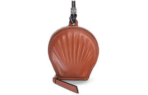 LOEWE Classic Cow Leather Dome Bag Clutch Coin Purse Women's Brown Yellow