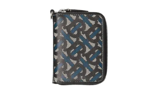 Burberry Cotton Canvas Coin Purse Card Holder Women's Blue Black