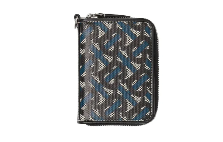 Burberry Cotton Canvas Coin Purse Card Holder Women's Blue Black
