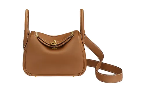HERMES Lindy Swift Calfskin Handbag 19 Women's 37 Gold Brown