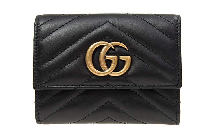 GUCCI GG Marmont Quilted Leather Wallet Women's Black