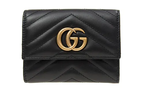 GUCCI GG Marmont Quilted Leather Wallet Women's Black
