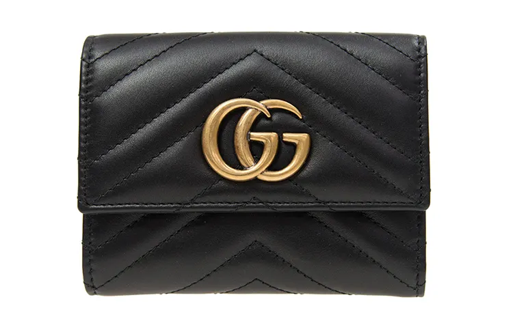 GUCCI GG Marmont Quilted Leather Wallet Women's Black