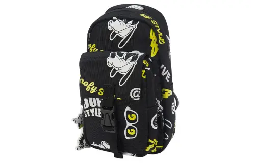 Li Ning Disney, Collaboration All Over Print Fabric Fanny Pack, Shoulder Bag, Crossbody Bag, Sling Bag Unisex Black