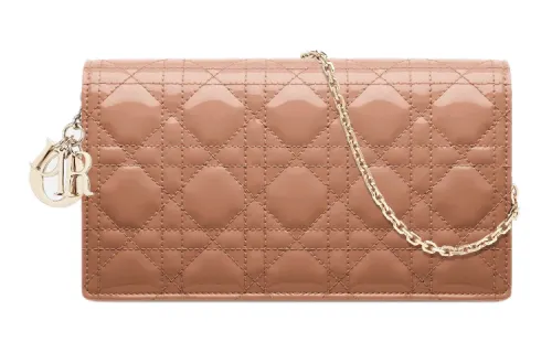 DIOR Lady Dior Patent Leather, Cow Leather Card Holder, Coin Purse, Clutch, Crossbody Bag, Shoulder Bag Women's
