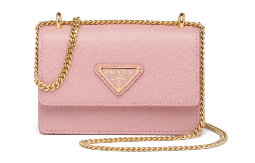 PRADA Saffiano Leather Card Holder Women's Peach