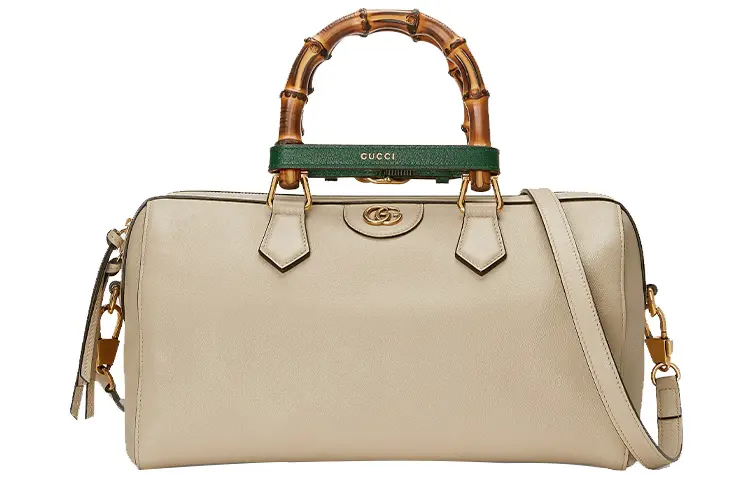 GUCCI Diana Leather Shoulder Bag, Crossbody Bag, Handbag Women's Beige Gray