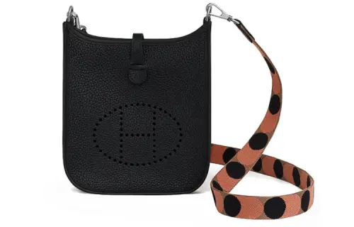 HERMES Evelyne Clemence Bullock Leather Crossbody Bag, Shoulder Bag 16 Women's Black